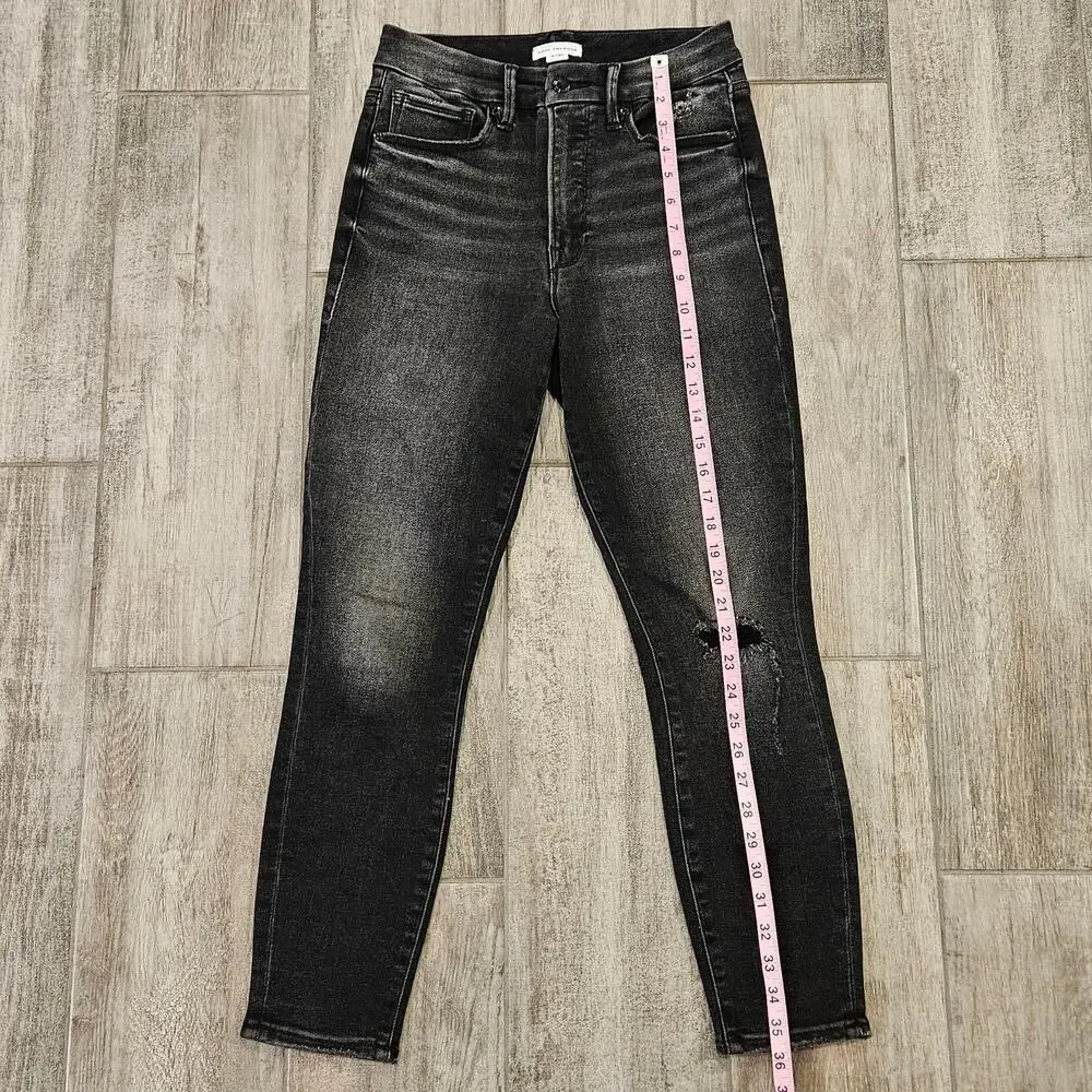 Good American Jeans Womens 4 / 27 Good Waist Crop‎ distressed High Rise Skinny